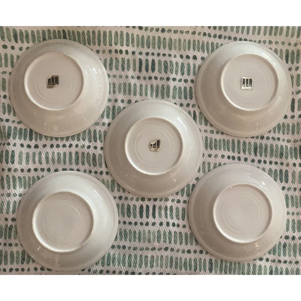 Vintage ATC JAPAN Demitasse Espresso Set 5 Cups & Saucers 1960s Good Condition